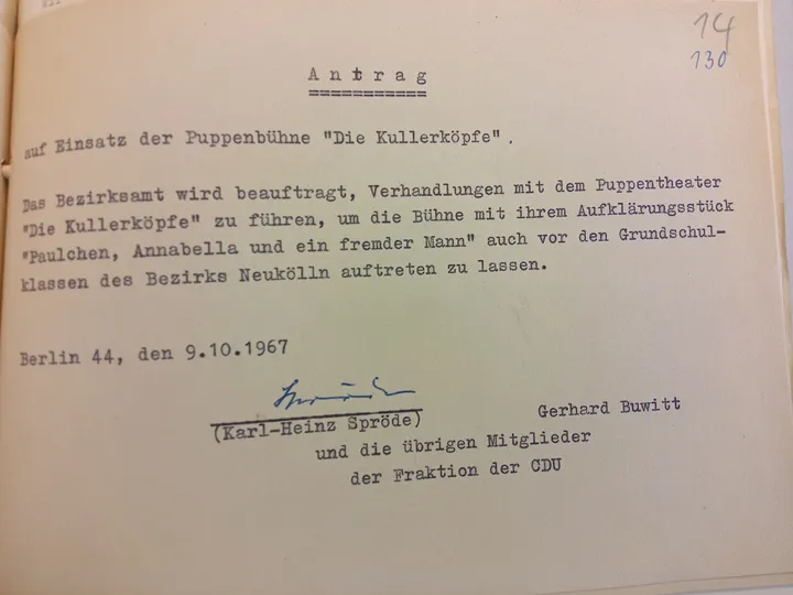 Antrag Puppenbühne